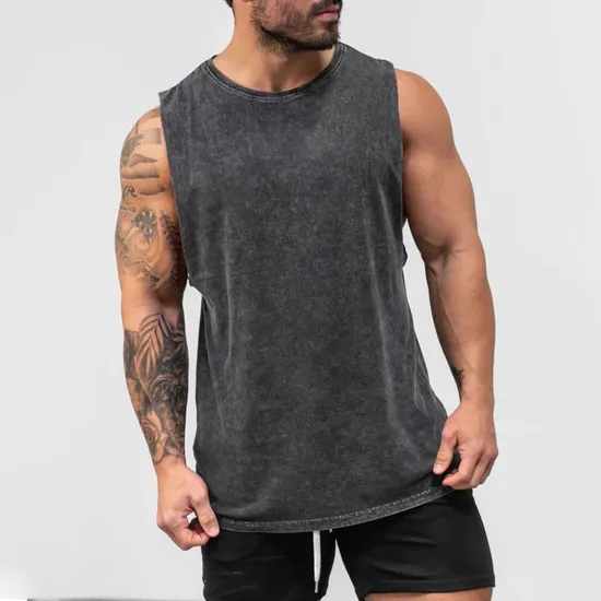 OEM Custom Own Logo Summer Gym Clothing High Quality Cotton Vintage Distressed Sleeveless T