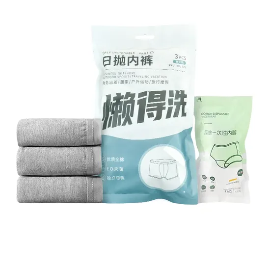 Mens Disposable Underwear, Cotton Portable Boxers Briefs for Travel/Fitness/Emergency/Hospital Stays