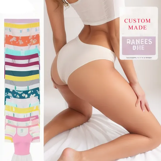 MID Waist Ladies Plus Custom Logo Women S Panties Kids Disposable Organic Pantis Bonded Wave Brief Underwear