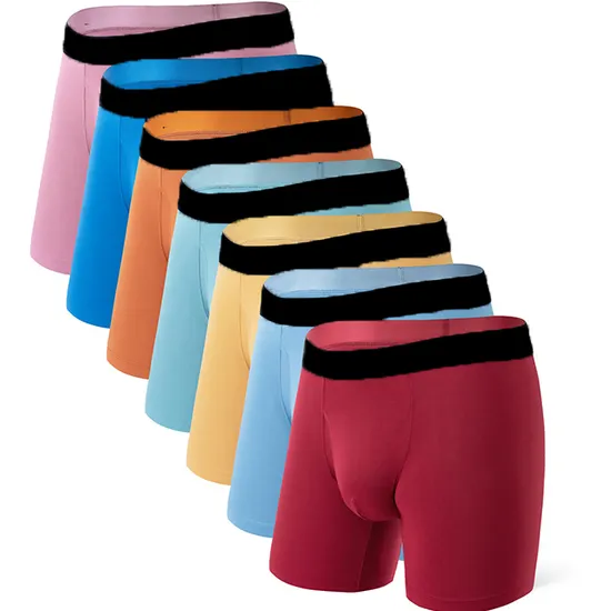 Men Boxer Modal Underwear Cotton Dual Pouch Trunks Support Ball Pouch Bulge Enhancing Boxer Briefs for Men
