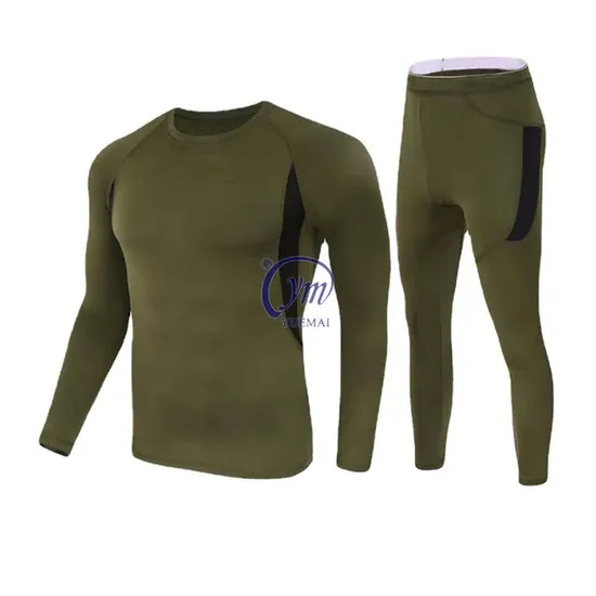 Mens Long Johns Sports Quick Dry Square Plaid Stand Collar Fleece Thermal Underwear Base Layer Sportswear 