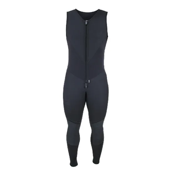 Black Long John Wetsuit Neoprene Front Zip Mens Surfsuit 