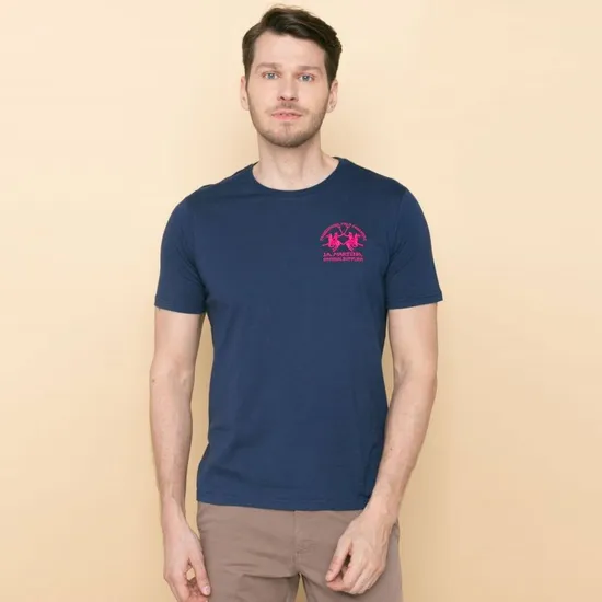 Mens Classic Casual Embroidery Crew Neck T