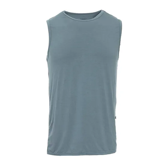 Silky Lightweight Cool Feeling Bamboo Mens Solid Color Tank Top Gray 